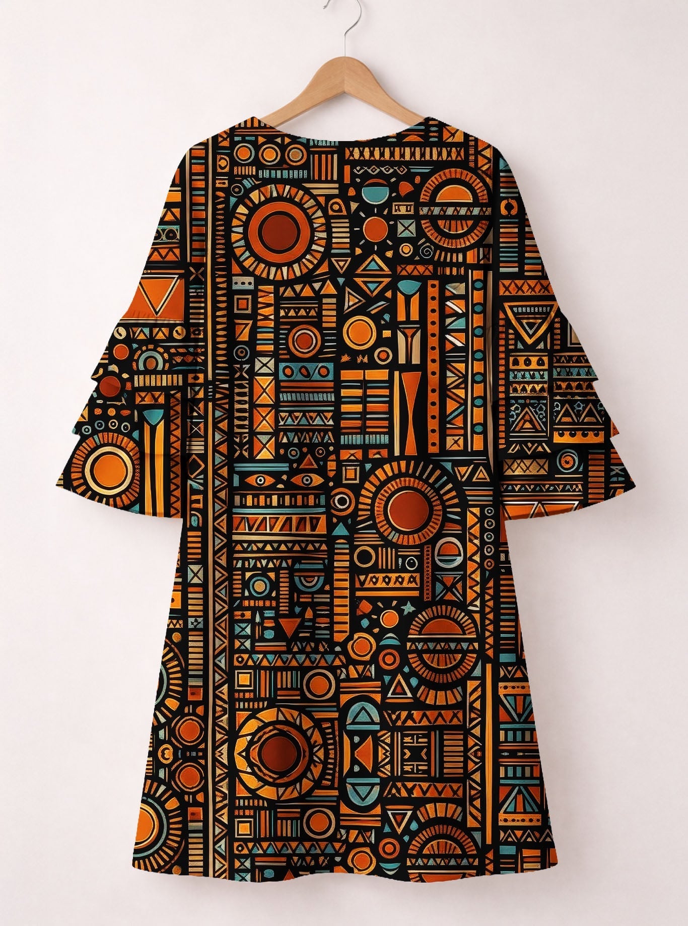 Afrocentric Pattern Stacked Ruffle Dress & Leggings Deal