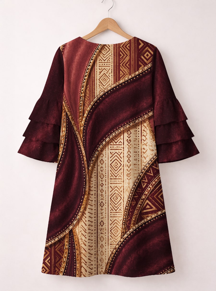 'Tapa' Stacked Ruffle Sleeve Dress