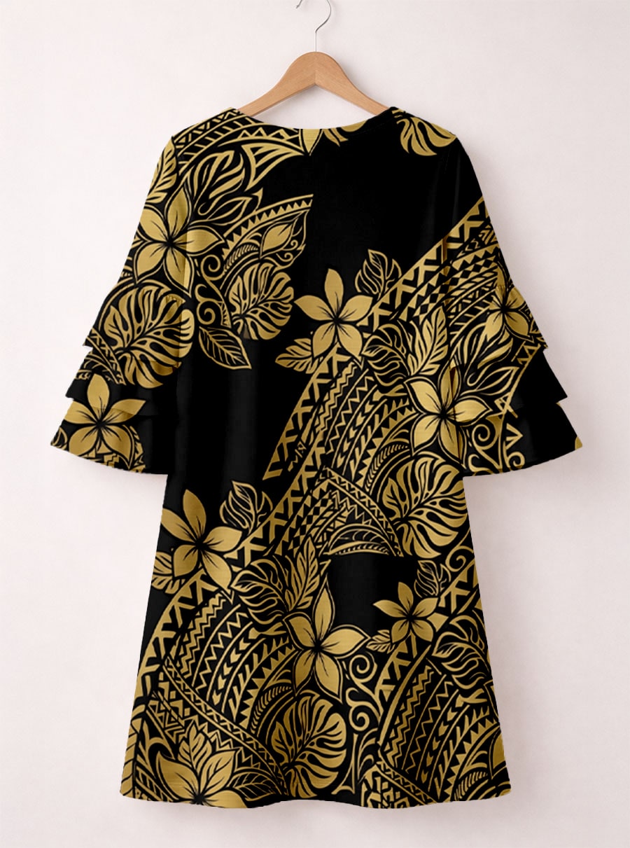'Pualani' Stacked Ruffle Sleeve Dress
