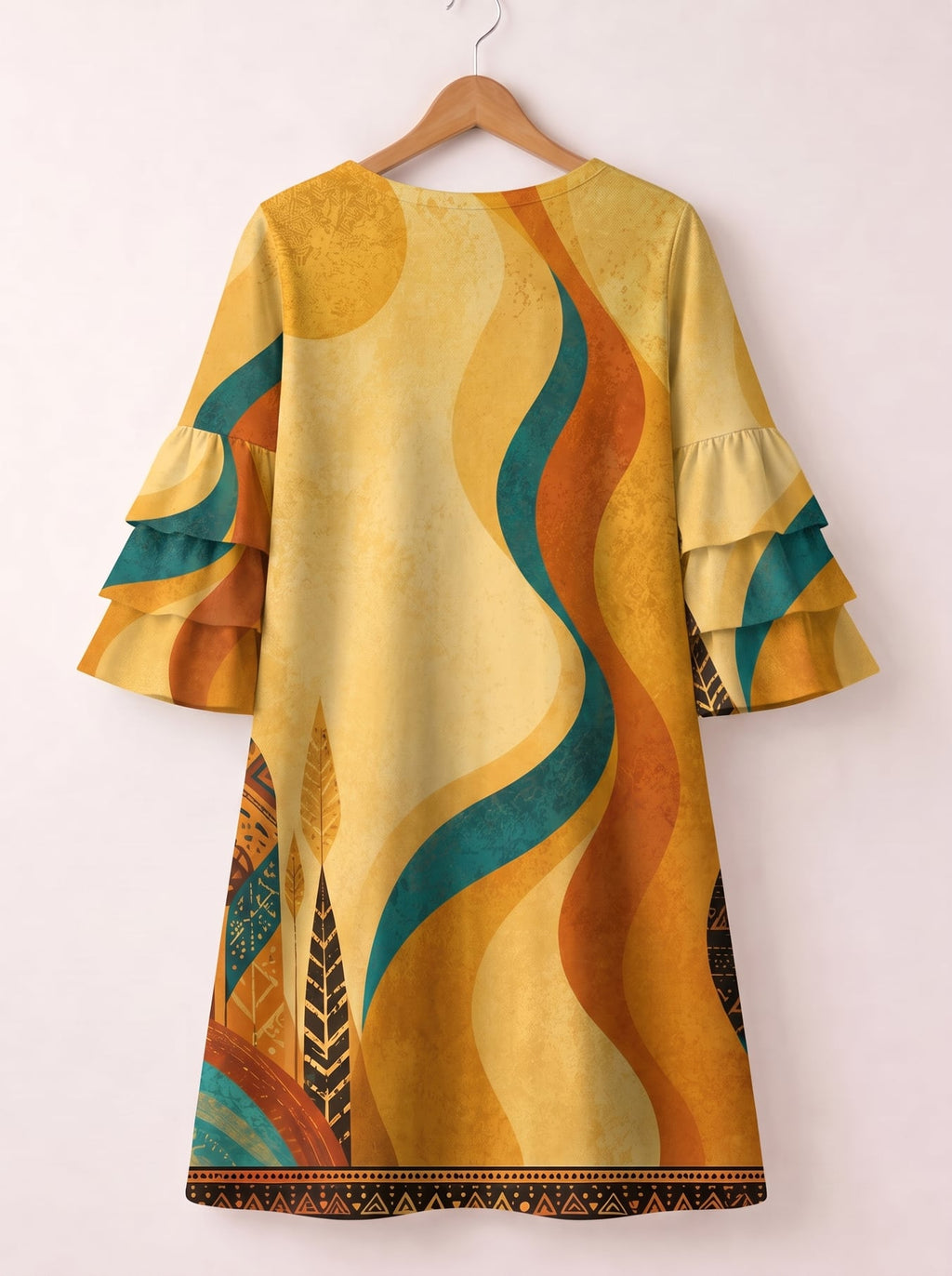 'August Queen Best Life' Stacked Ruffle Sleeve Dress
