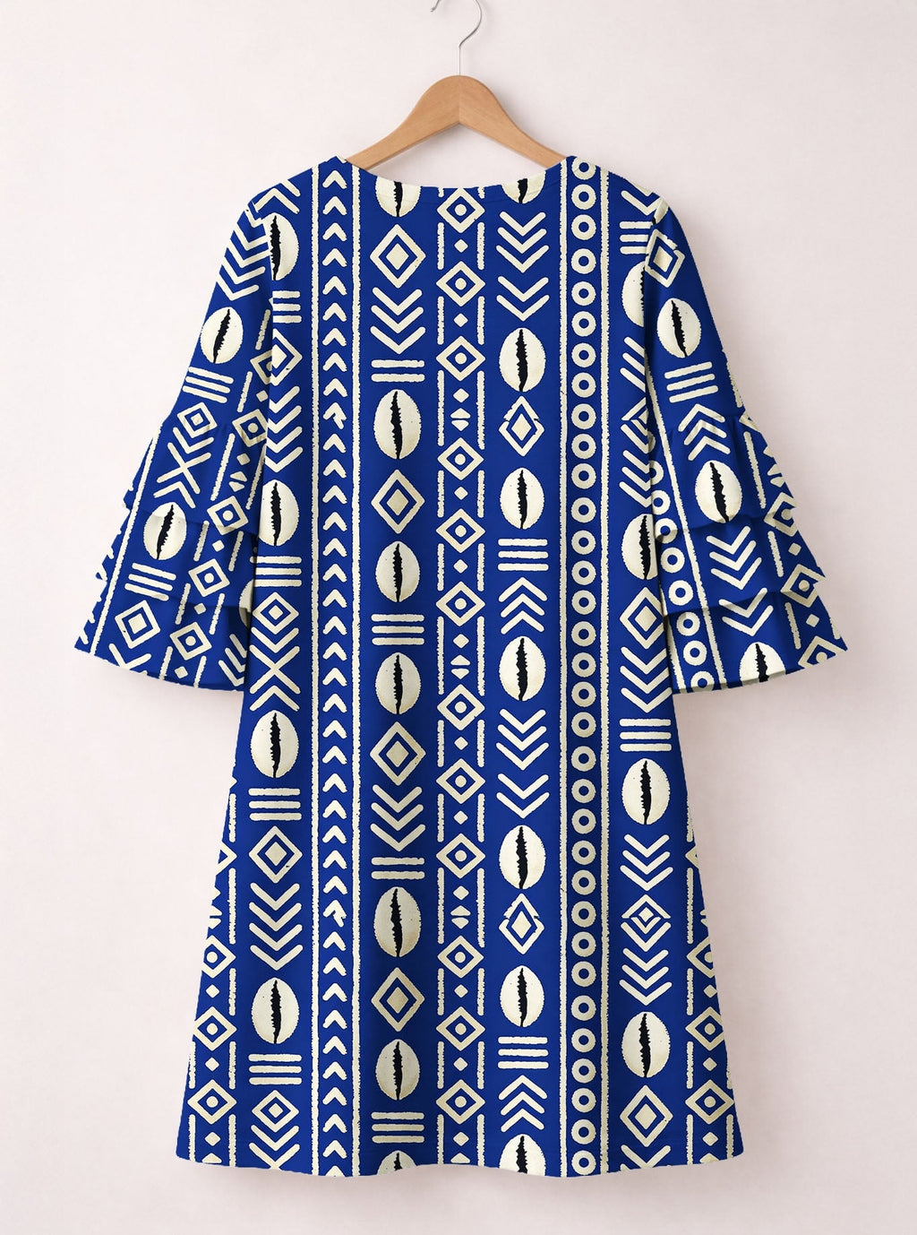 'Oshun' Royal Blue Stacked Ruffle Sleeve Dress