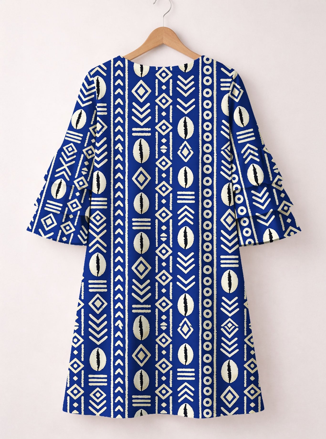 'Oshun' Royal Blue Stacked Ruffle Sleeve Dress