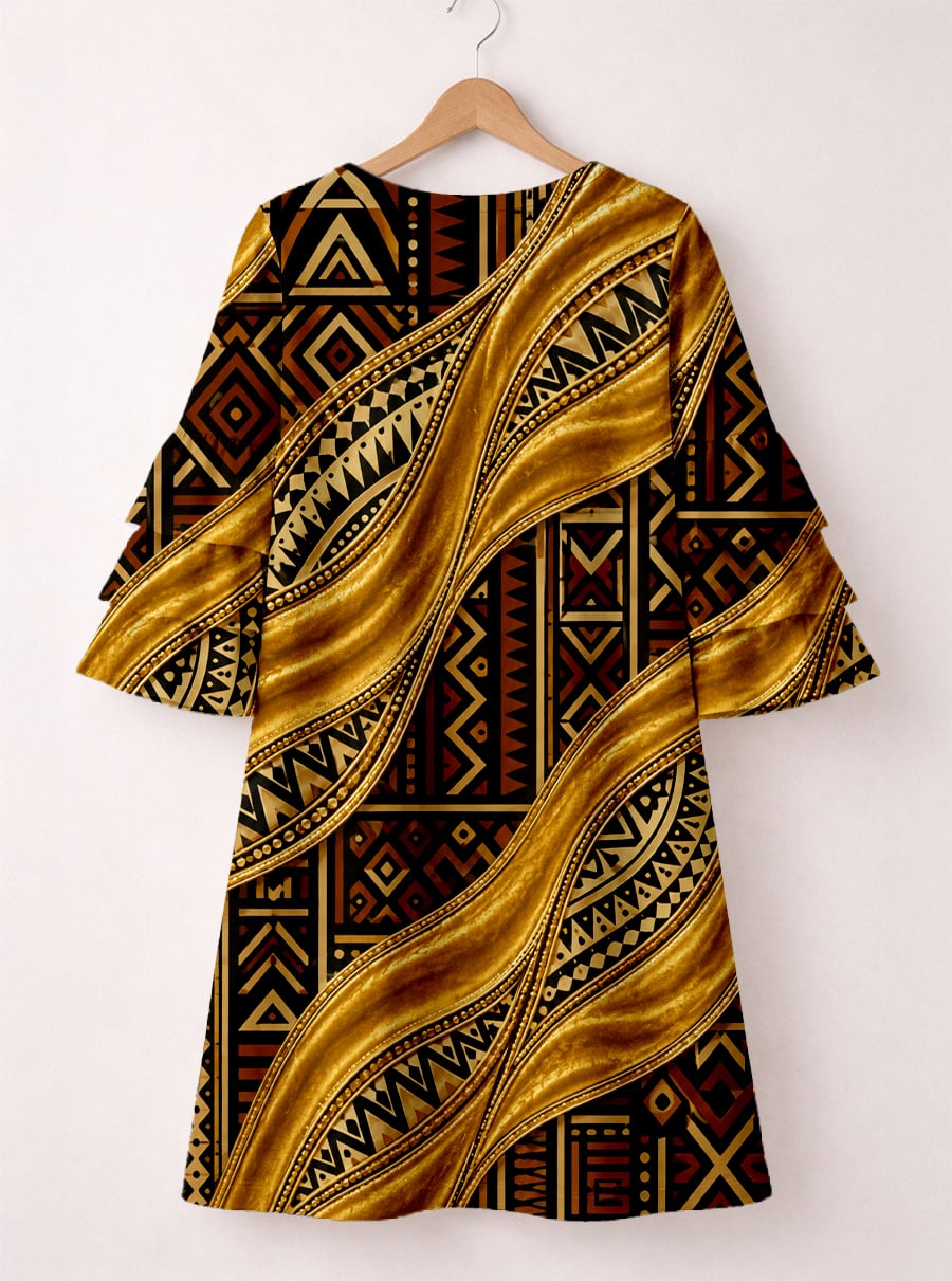 'Kahiko' Stacked Ruffle Sleeve Dress