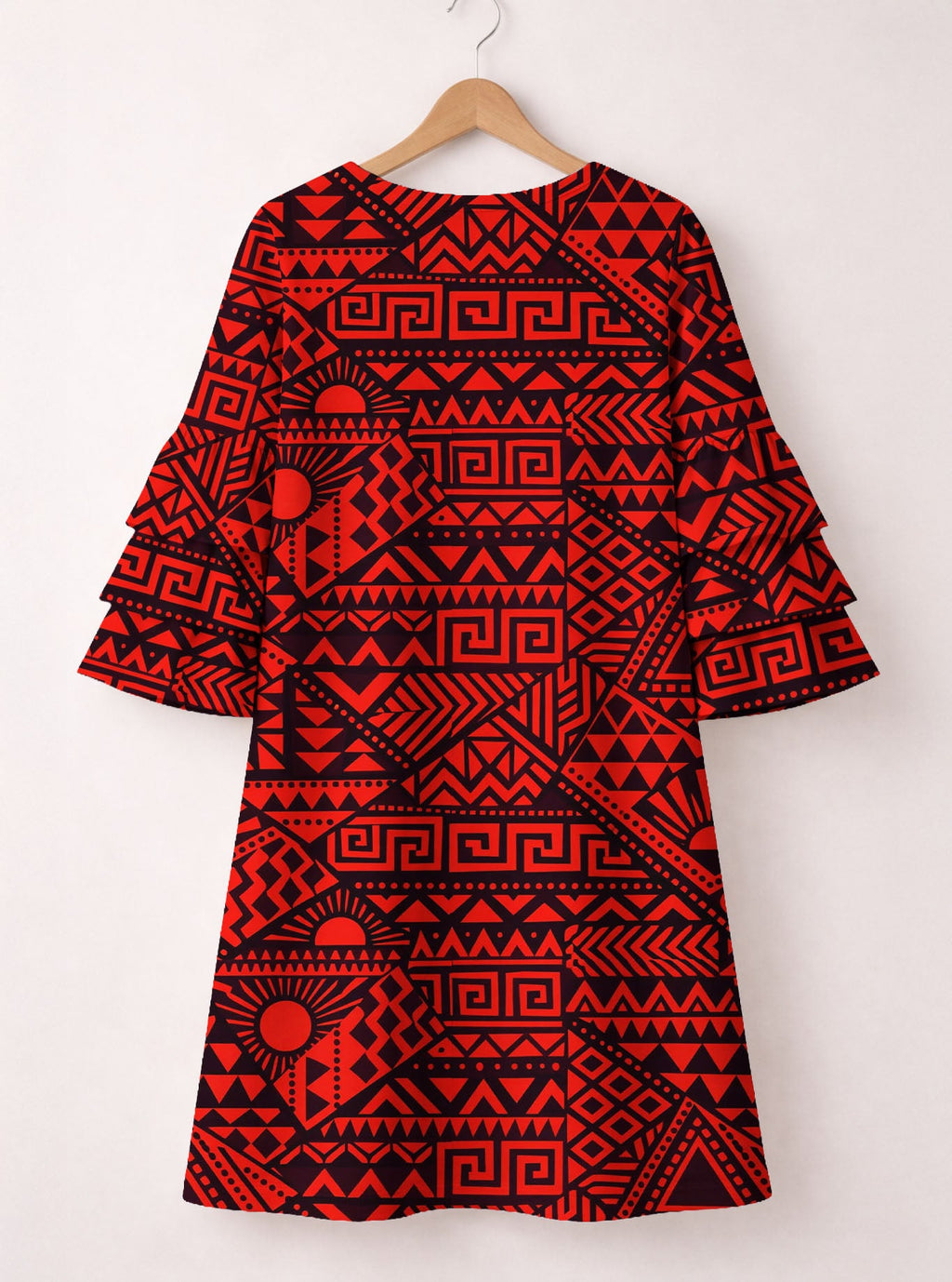 'Shaka' Burgundy Stacked Ruffle Sleeve Dress