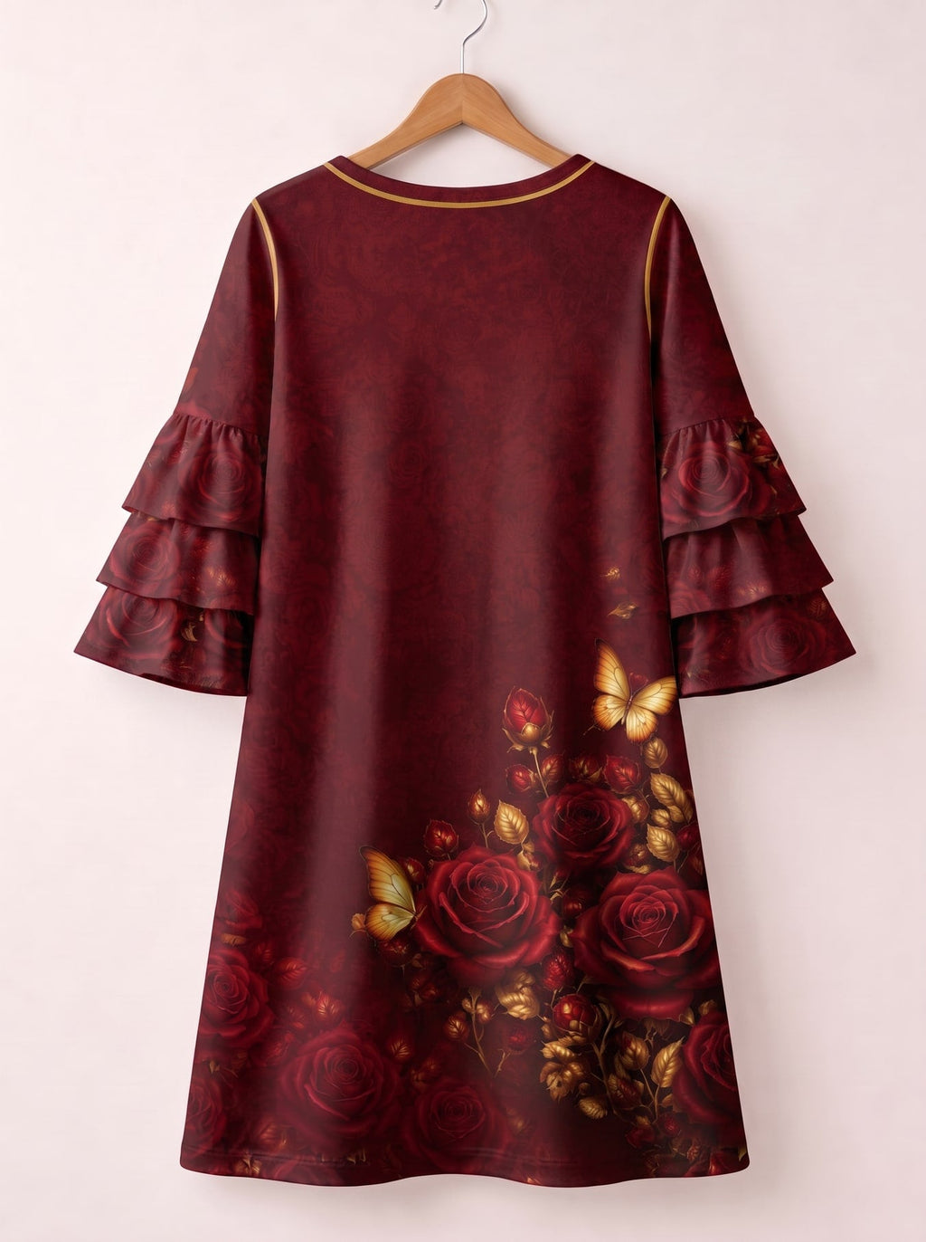 'August Girl Roses' Stacked Ruffle Sleeve Dress