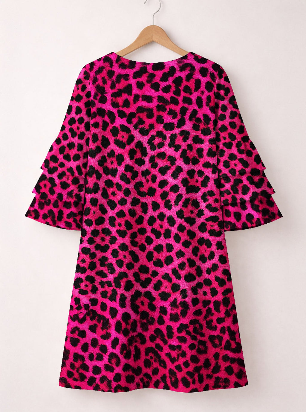 'Unstoppable' Pink Leopard Stacked Ruffle Sleeve Dress