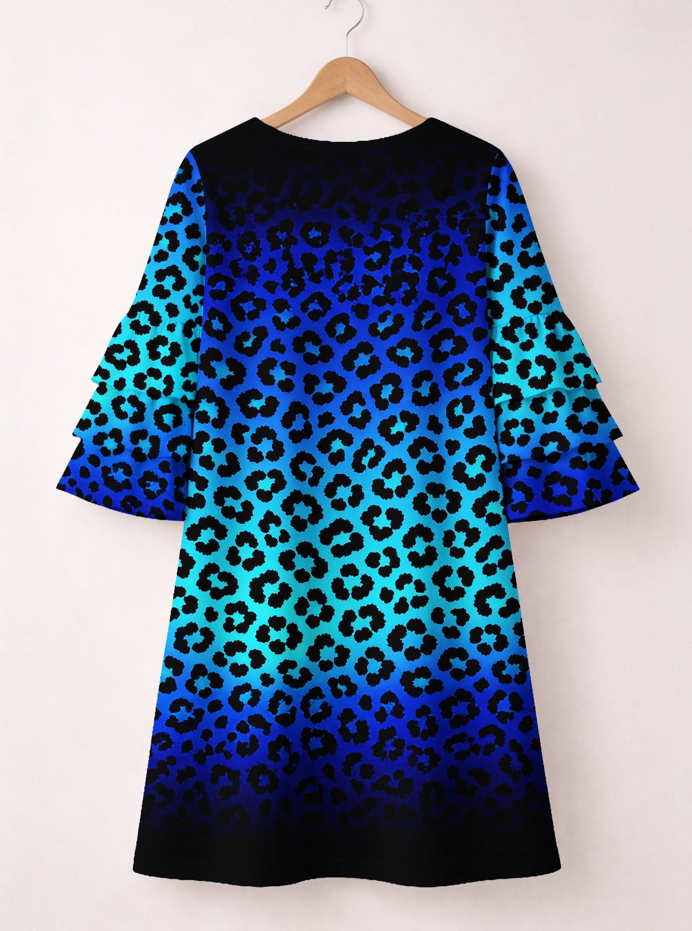 'Unstoppable' Sapphire Leopard Stacked Ruffle Sleeve Dress