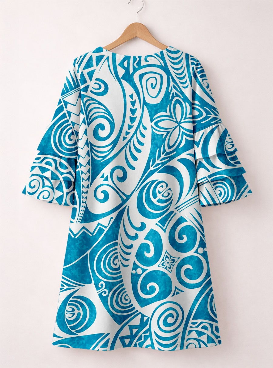 'Nalu' Stacked Ruffle Sleeve Dress