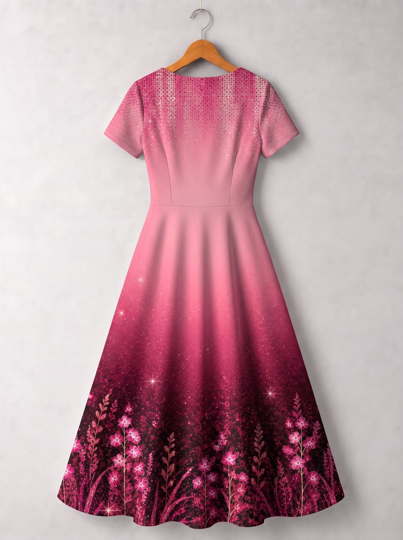 'August Queen Pink' Short Sleeve Maxi Dress