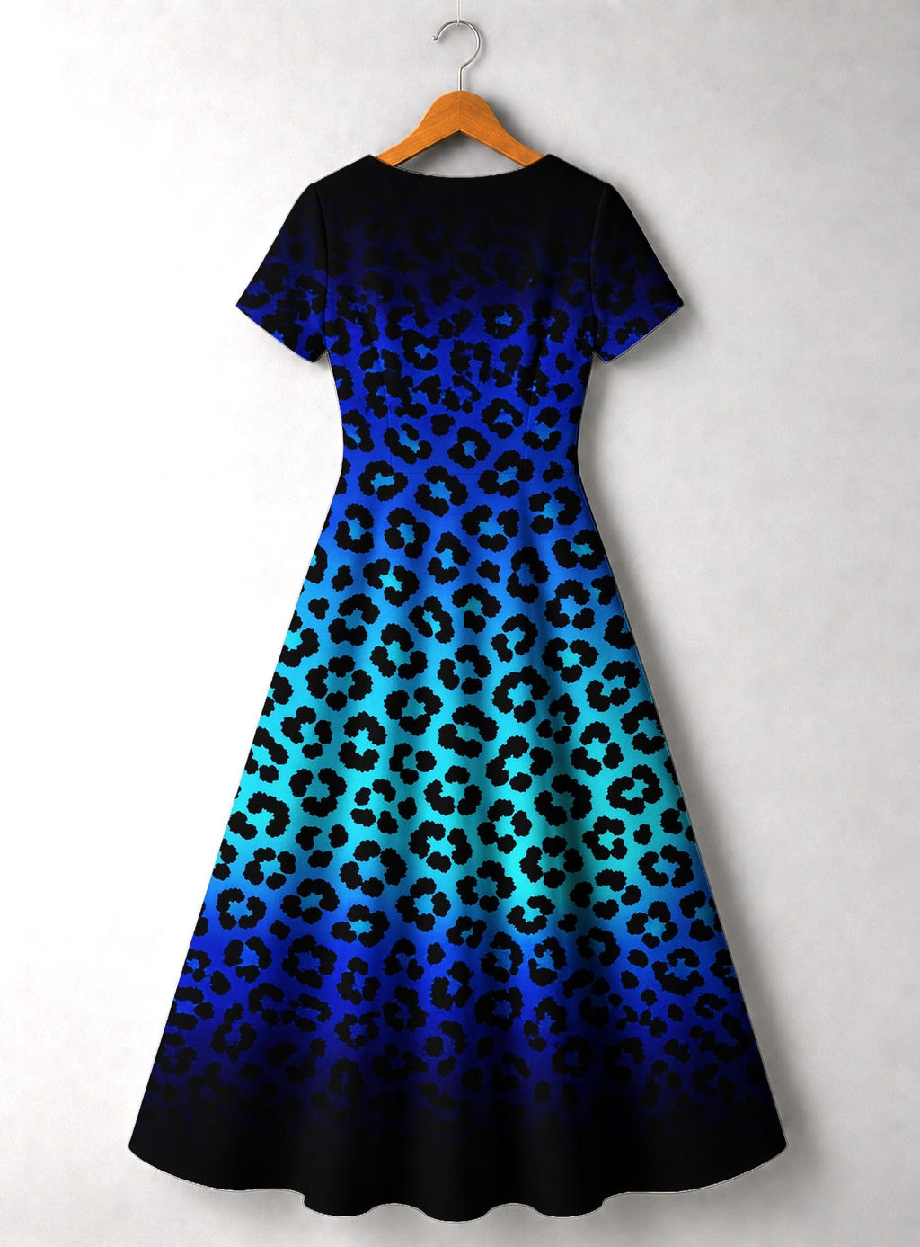 'Unstoppable' Sapphire Leopard' Short Sleeve Maxi Dress