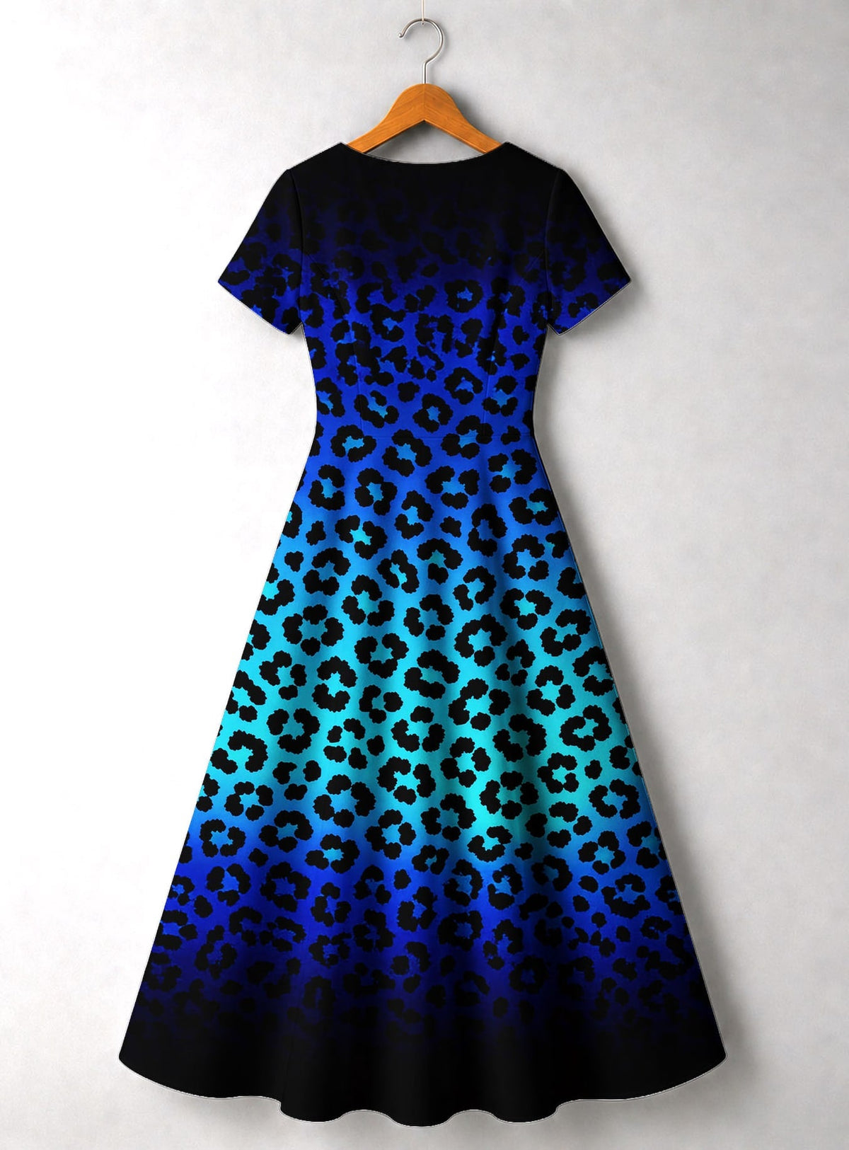 'Unstoppable' Sapphire Leopard' Short Sleeve Maxi Dress