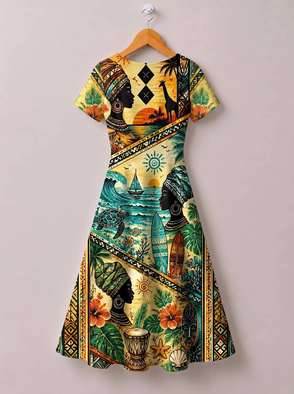 'Safari' Short Sleeve Maxi Dress