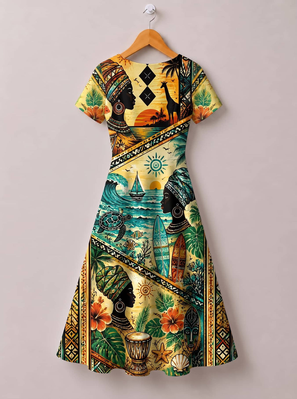 'Safari' Short Sleeve Maxi Dress