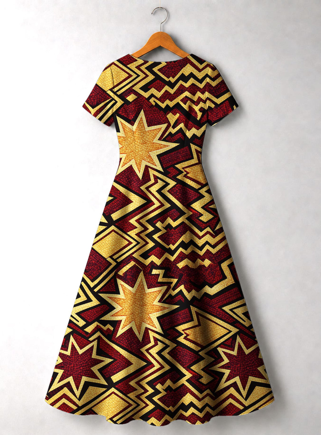 'Burgundy Sheba' Short Sleeve Maxi Dress