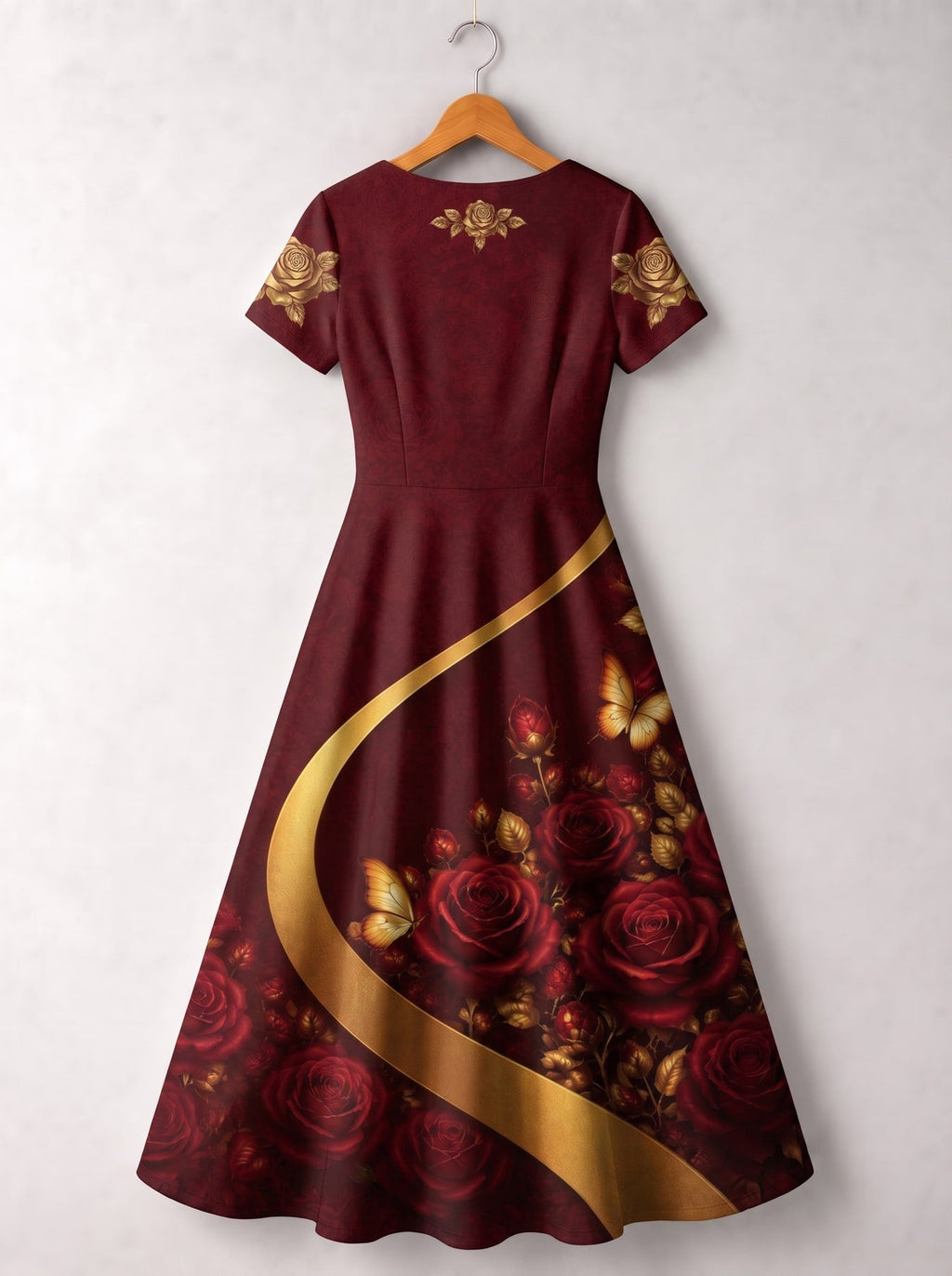 'August Girl Roses' Short Sleeve Maxi Dress