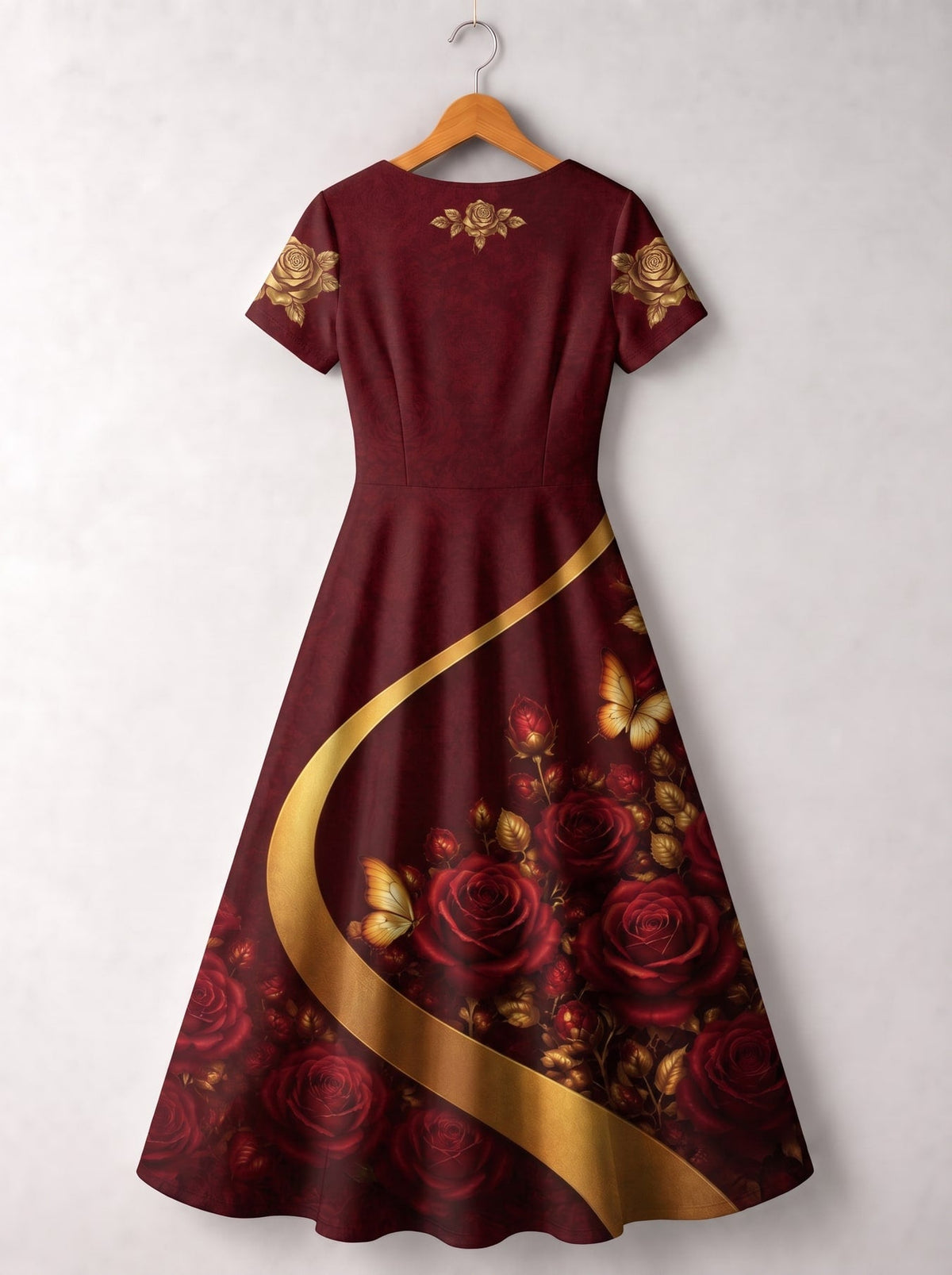 'August Girl Roses' Short Sleeve Maxi Dress
