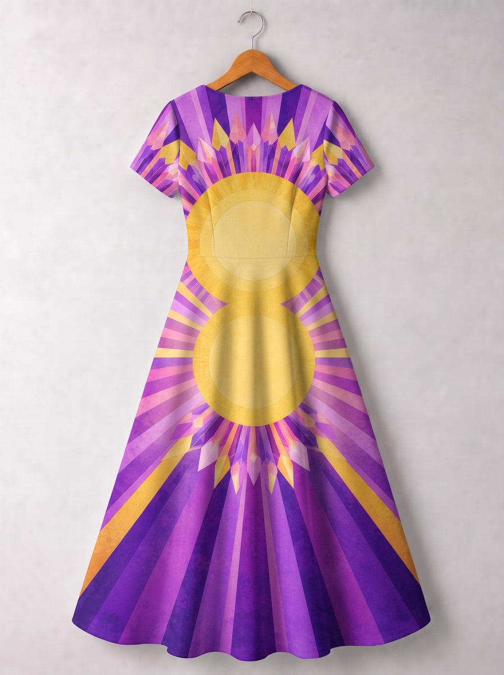 'August Queen Purple Bloom' Short Sleeve Maxi Dress