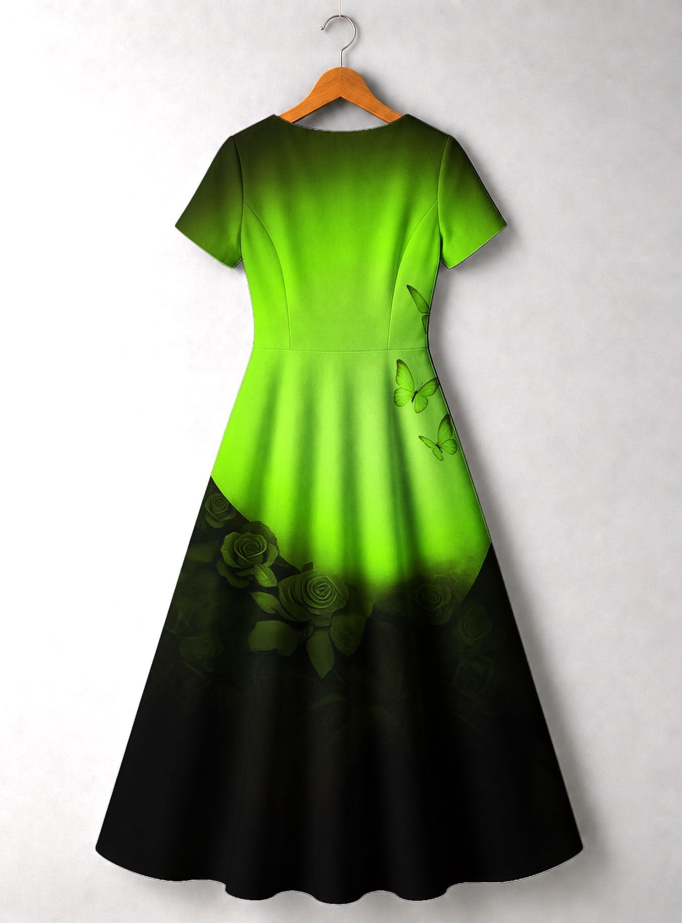 'Selah' Green' Short Sleeve Maxi Dress