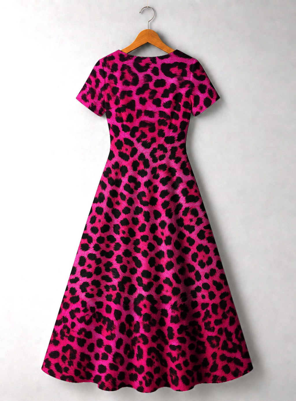'Unstoppable' Pink Leopard' Short Sleeve Maxi Dress