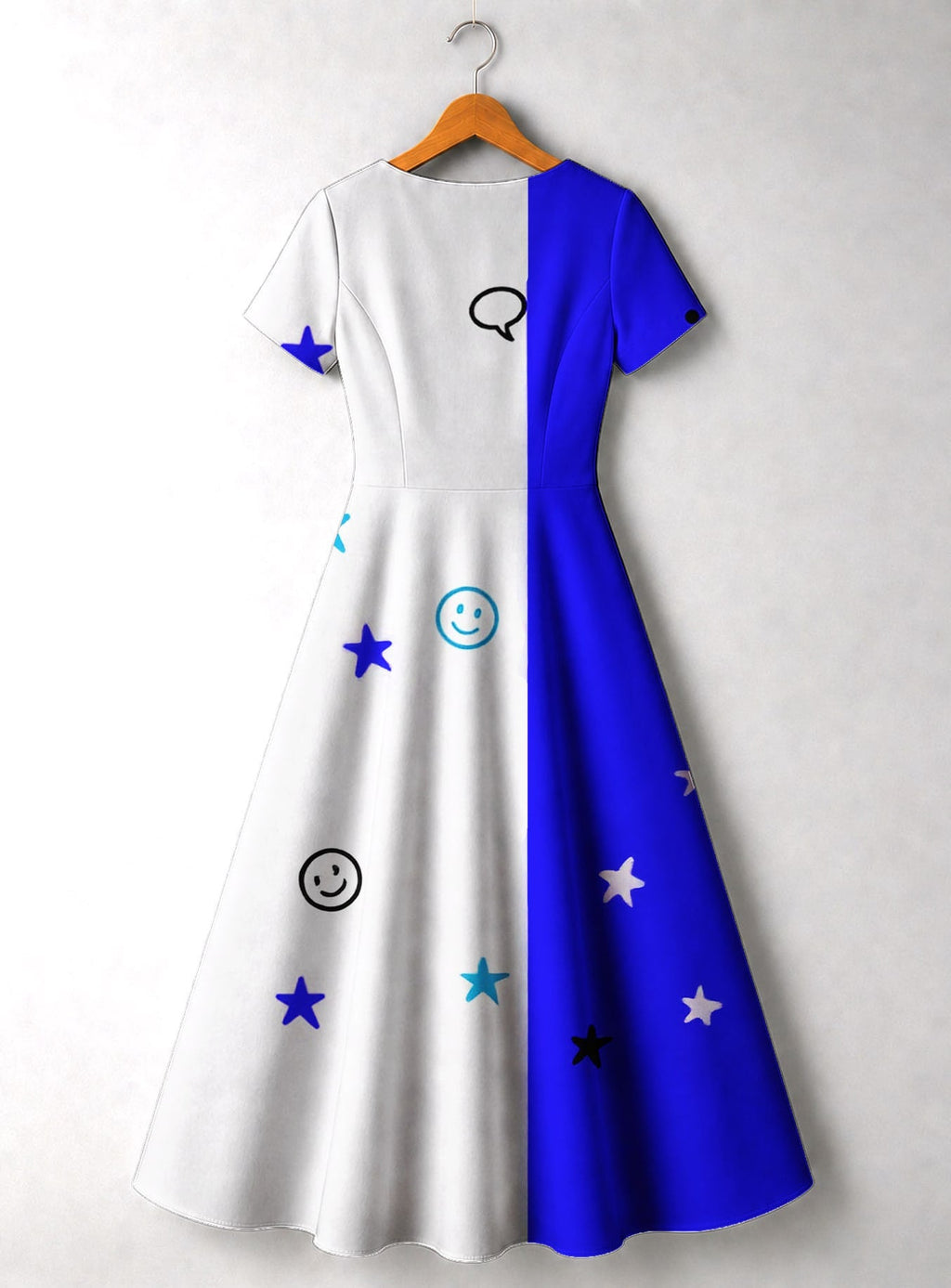'Feeling Blacknificient Blue' Short Sleeve Maxi Dress