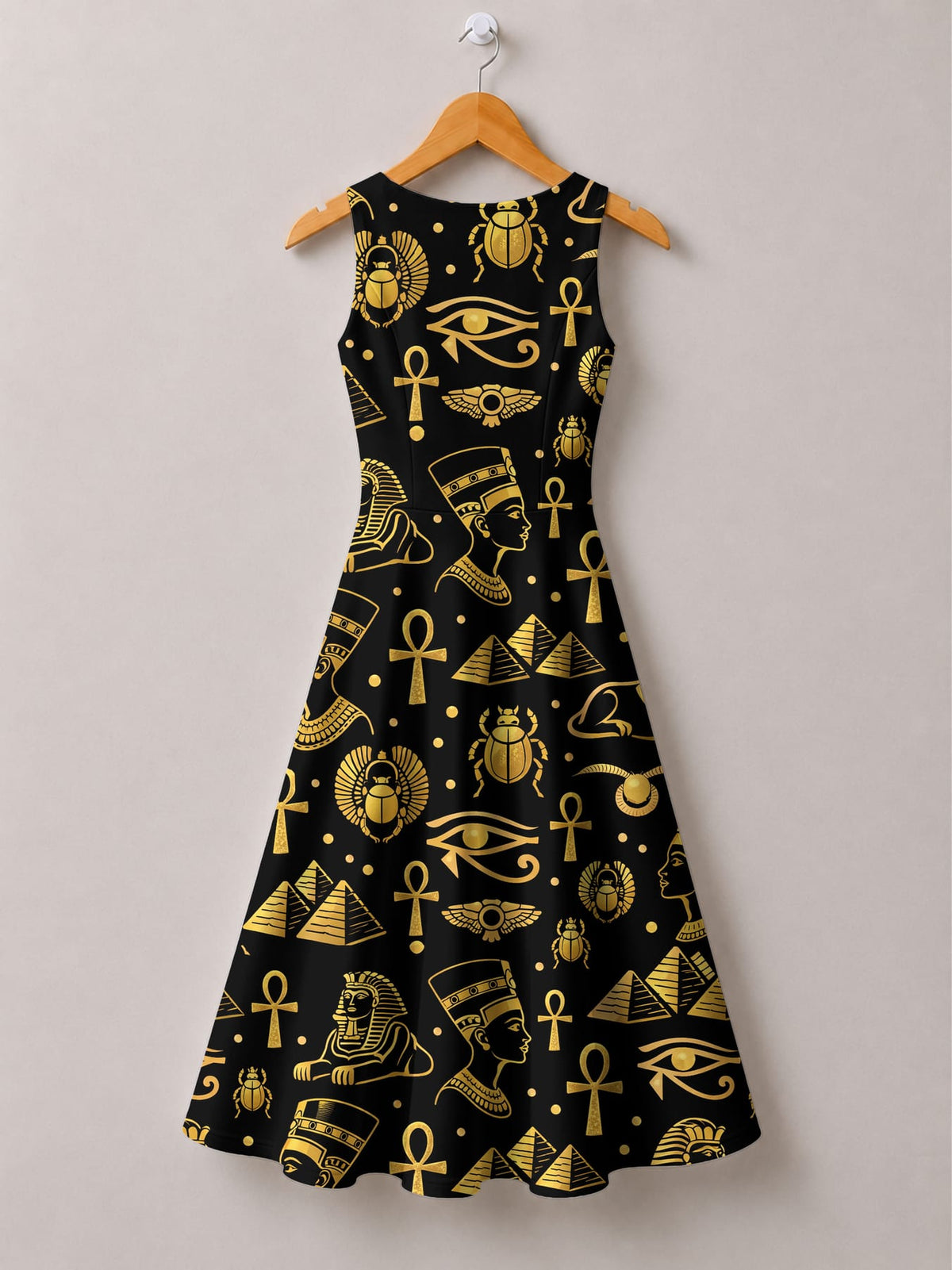 'Nefertiti' Black Gold Cotton Corset Dress