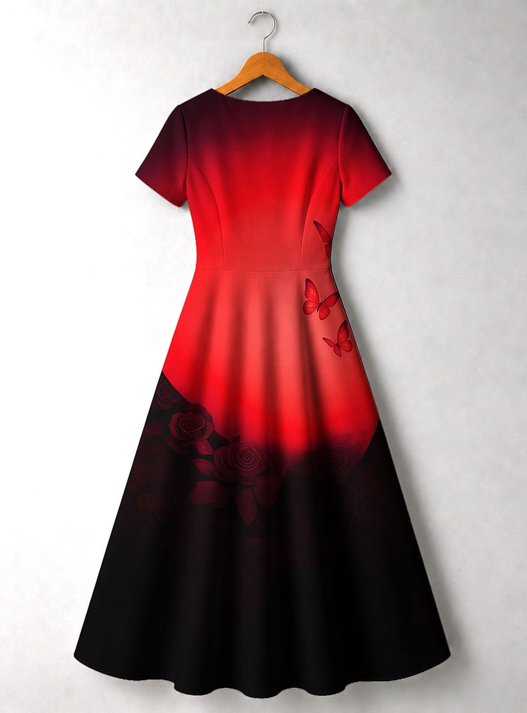 'Selah' Red' Short Sleeve Maxi Dress
