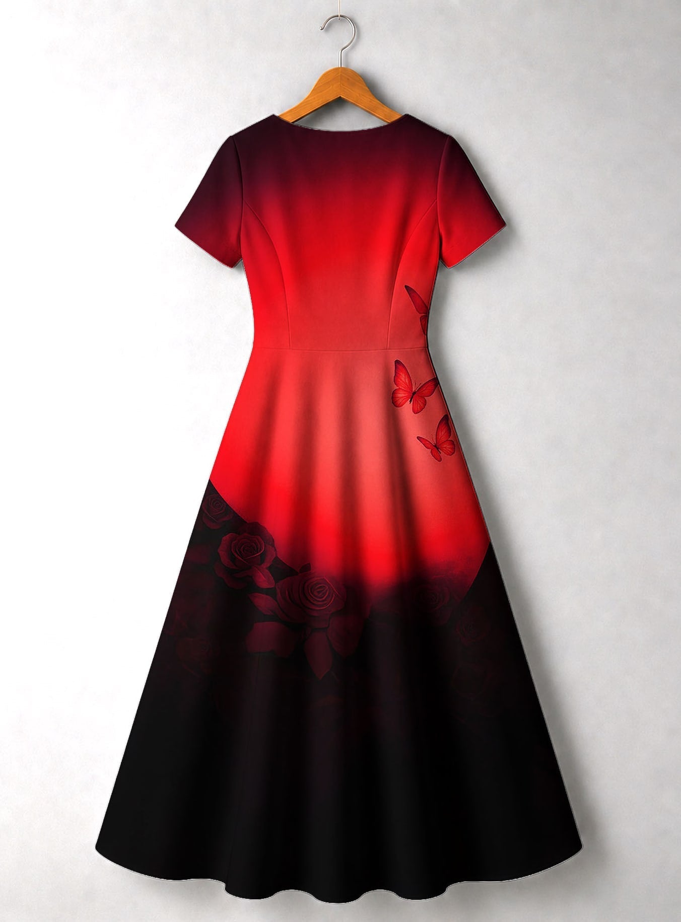 'Selah' Red' Short Sleeve Maxi Dress