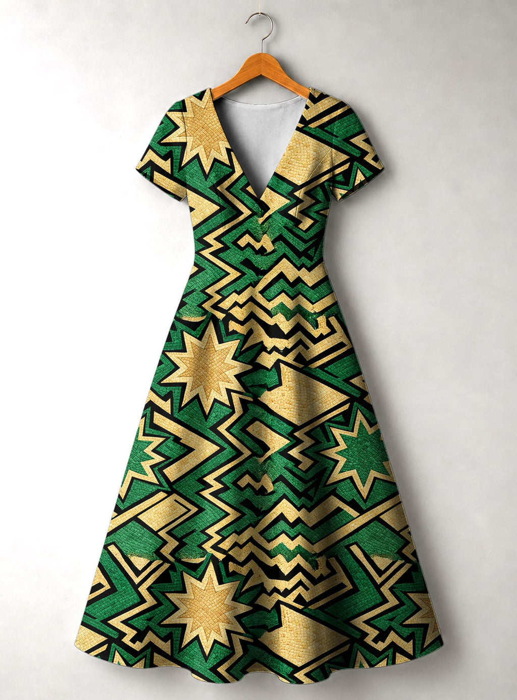 'Emerald Sheba' Short Sleeve Maxi Dress