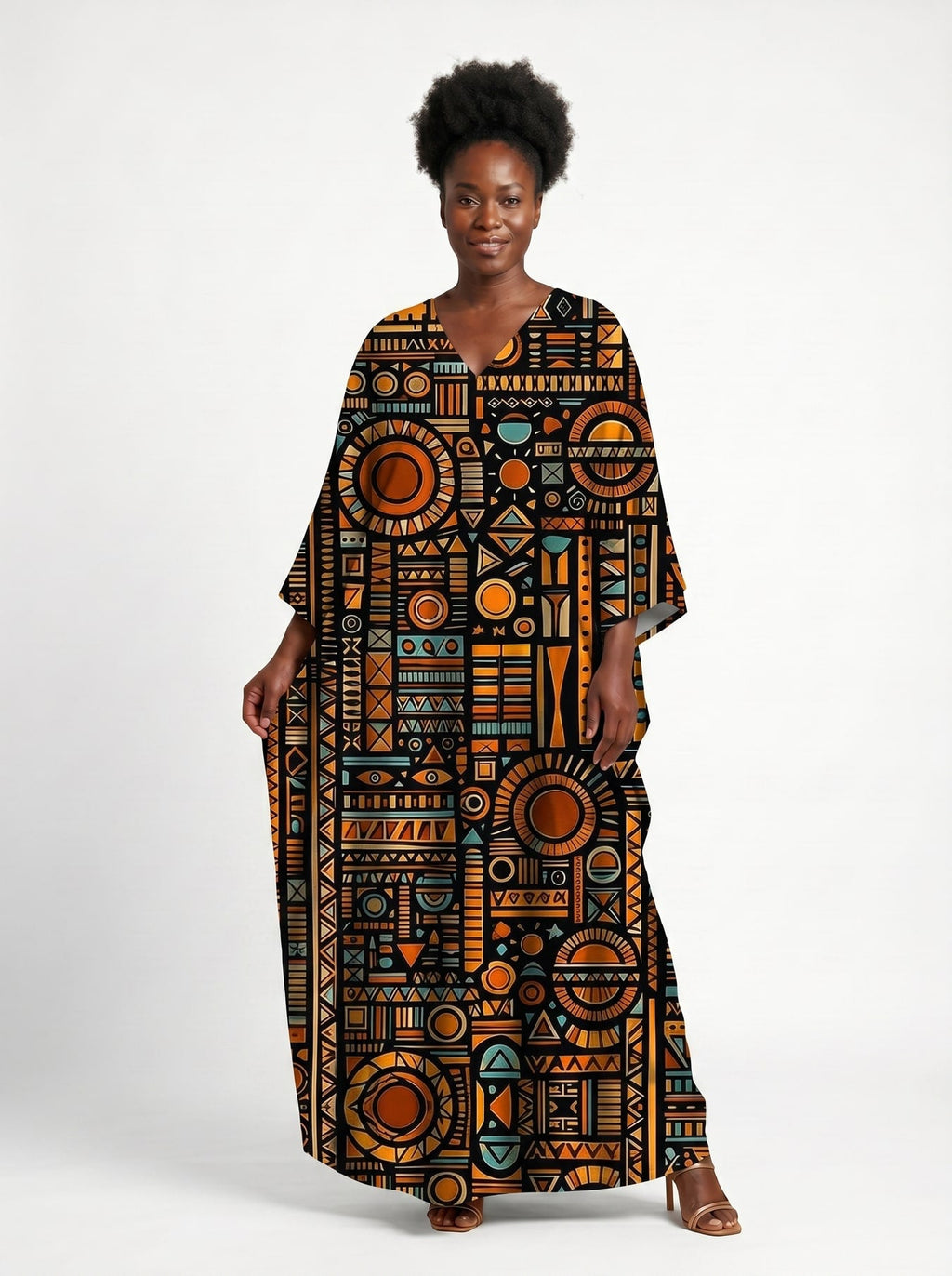 Afrocentric Pattern Kaftan Dress