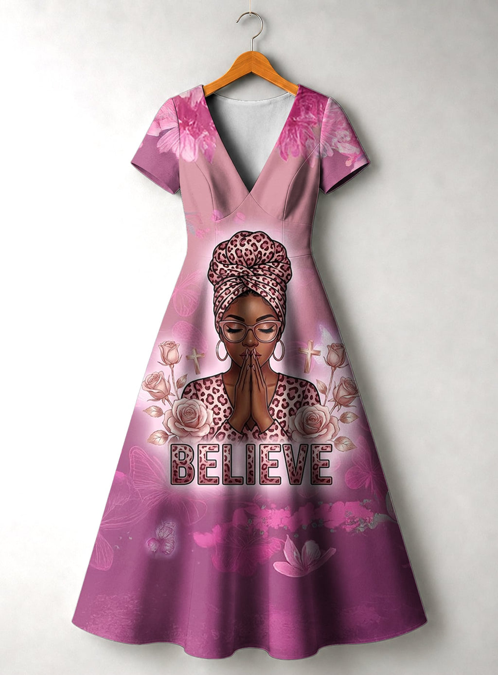 'Imani' Wild Rose Short Sleeve Maxi Dress