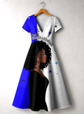 'Feeling Blacknificient Blue' Short Sleeve Maxi Dress