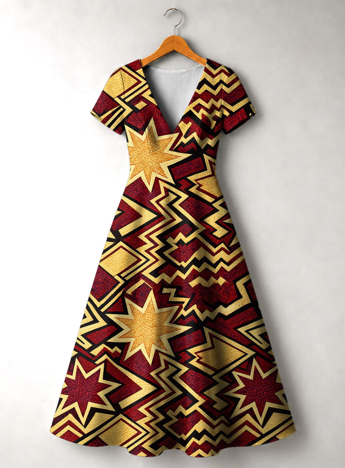 'Burgundy Sheba' Short Sleeve Maxi Dress