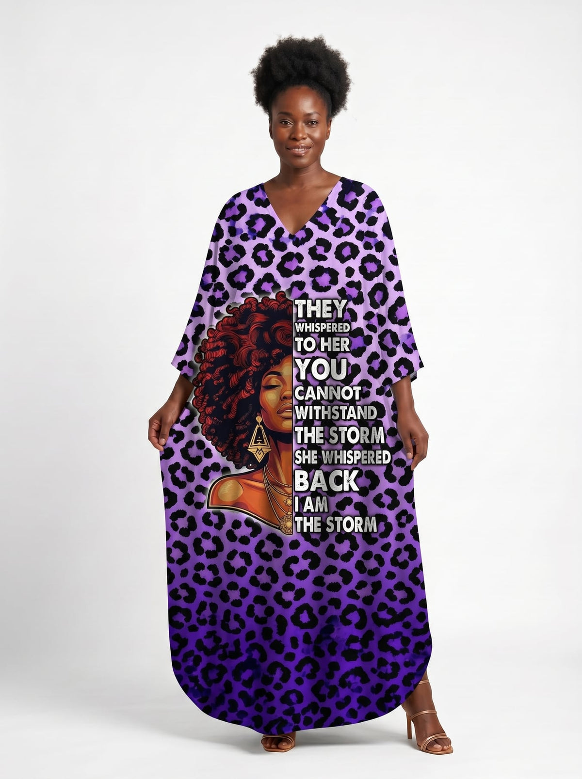 'Unstoppable' Amethyst Leopard Kaftan Dress