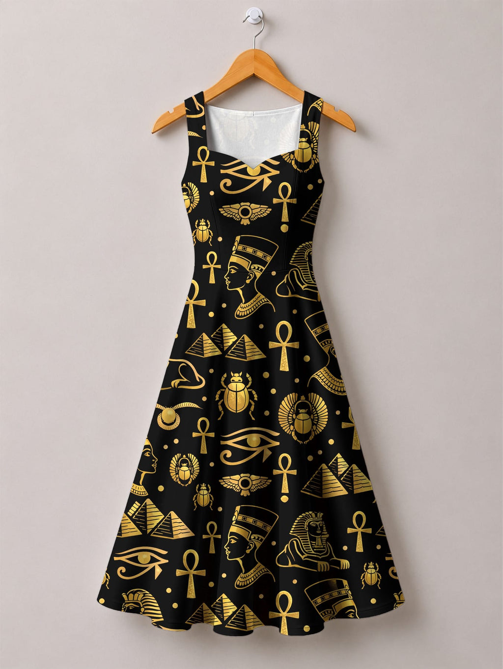 'Nefertiti' Black Gold Cotton Corset Dress