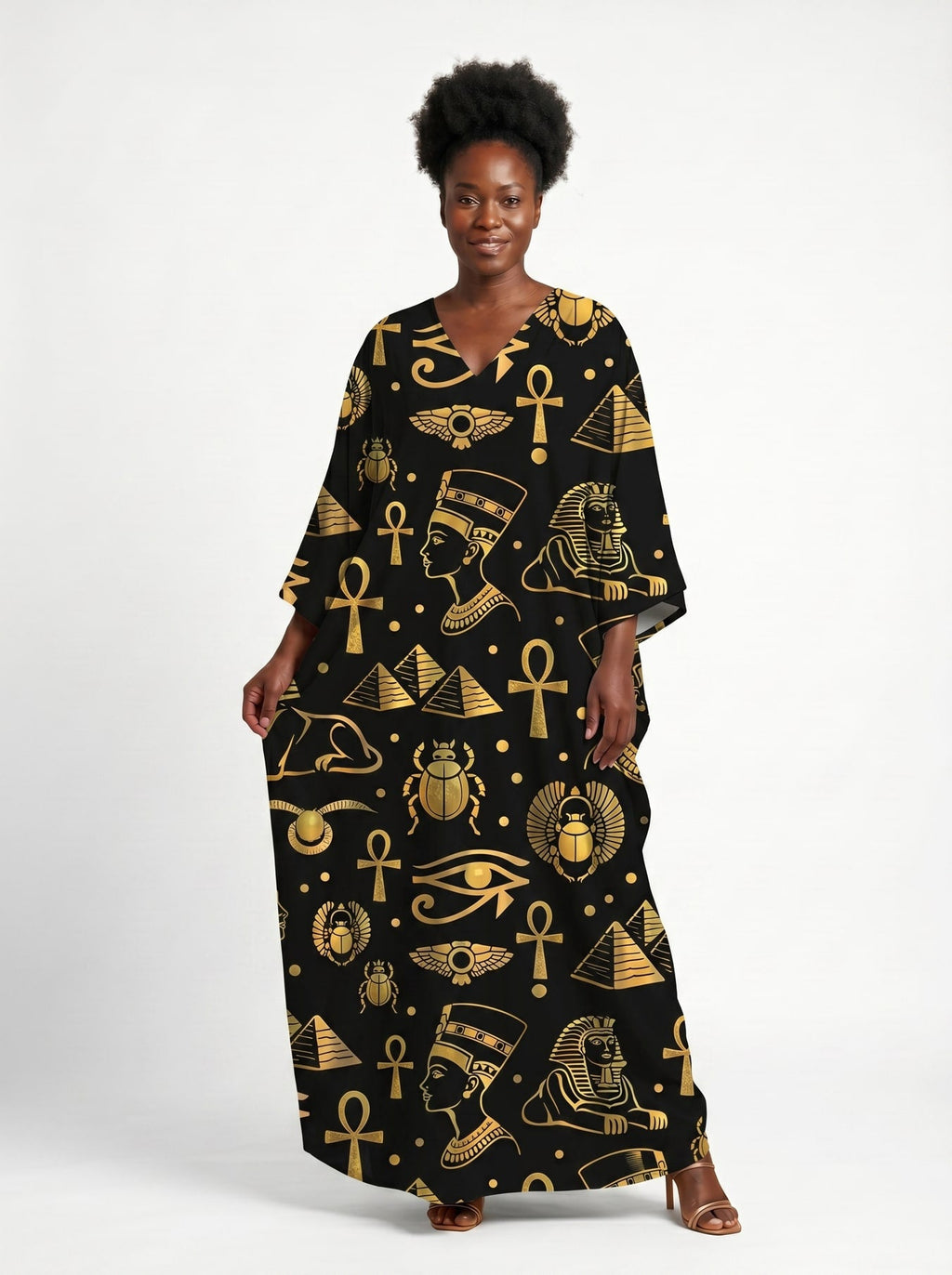Nefertiti Black Gold Kaftan Dress