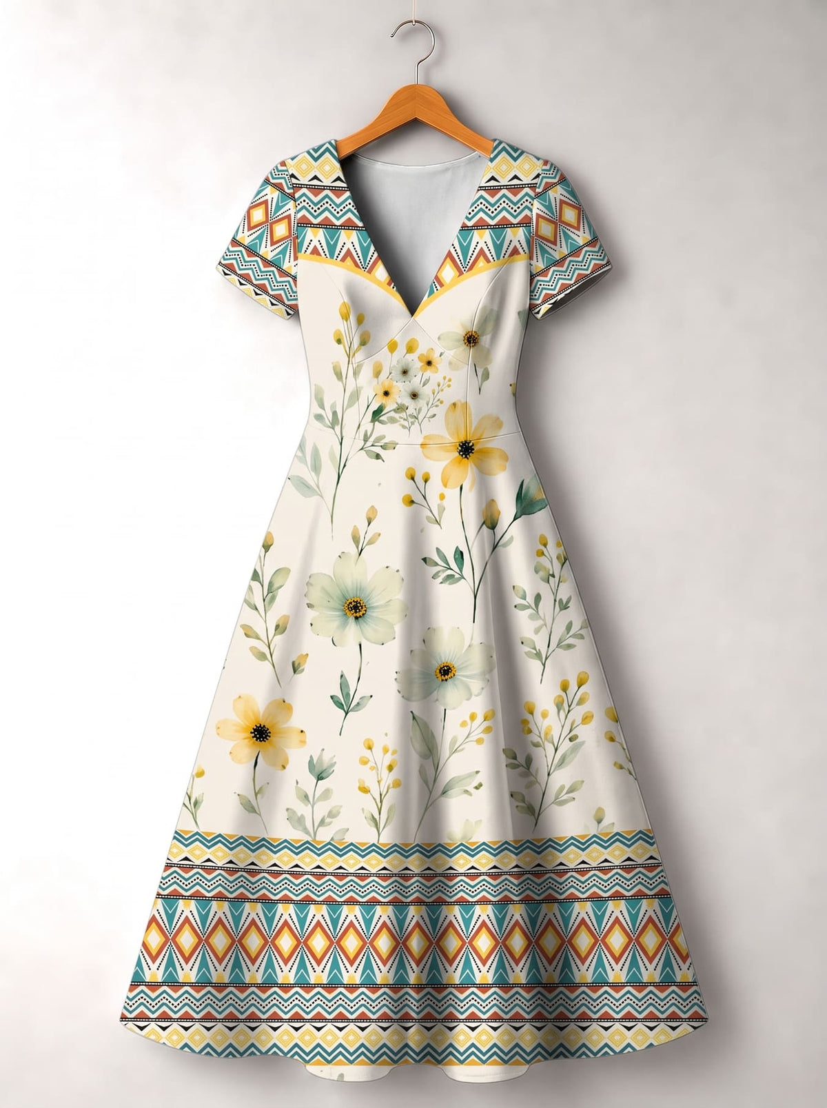 'Alizeti' Short Sleeve Maxi Dress