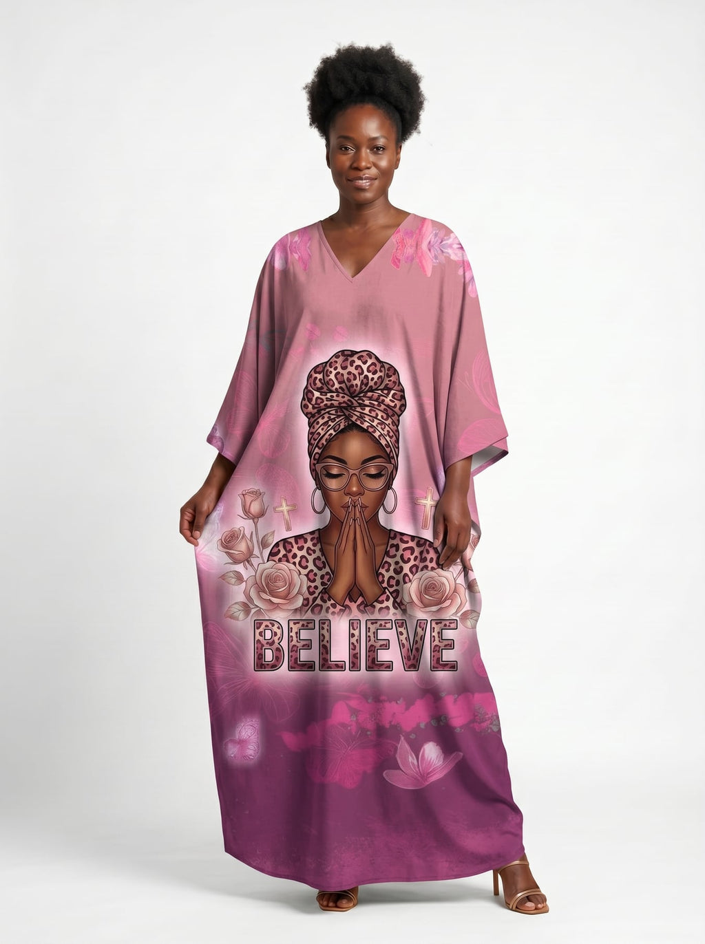 'Imani' Wild Rose Kaftan Dress