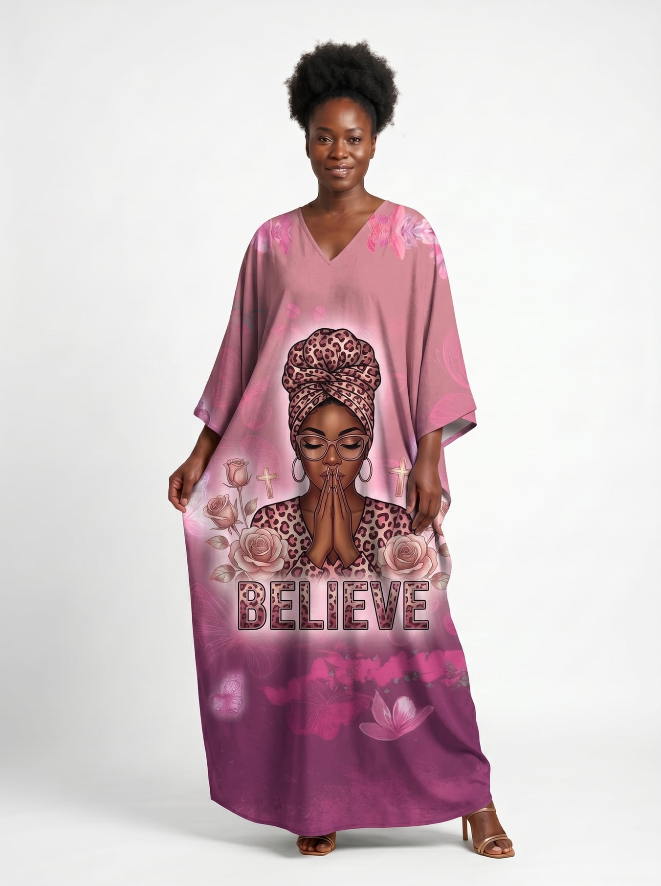 'Imani' Wild Rose Kaftan Dress