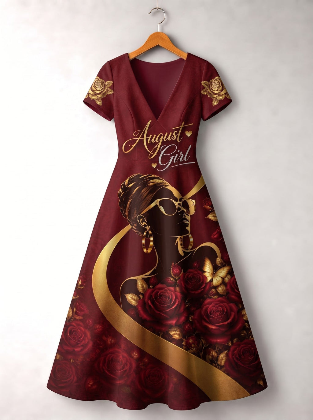 'August Girl Roses' Short Sleeve Maxi Dress
