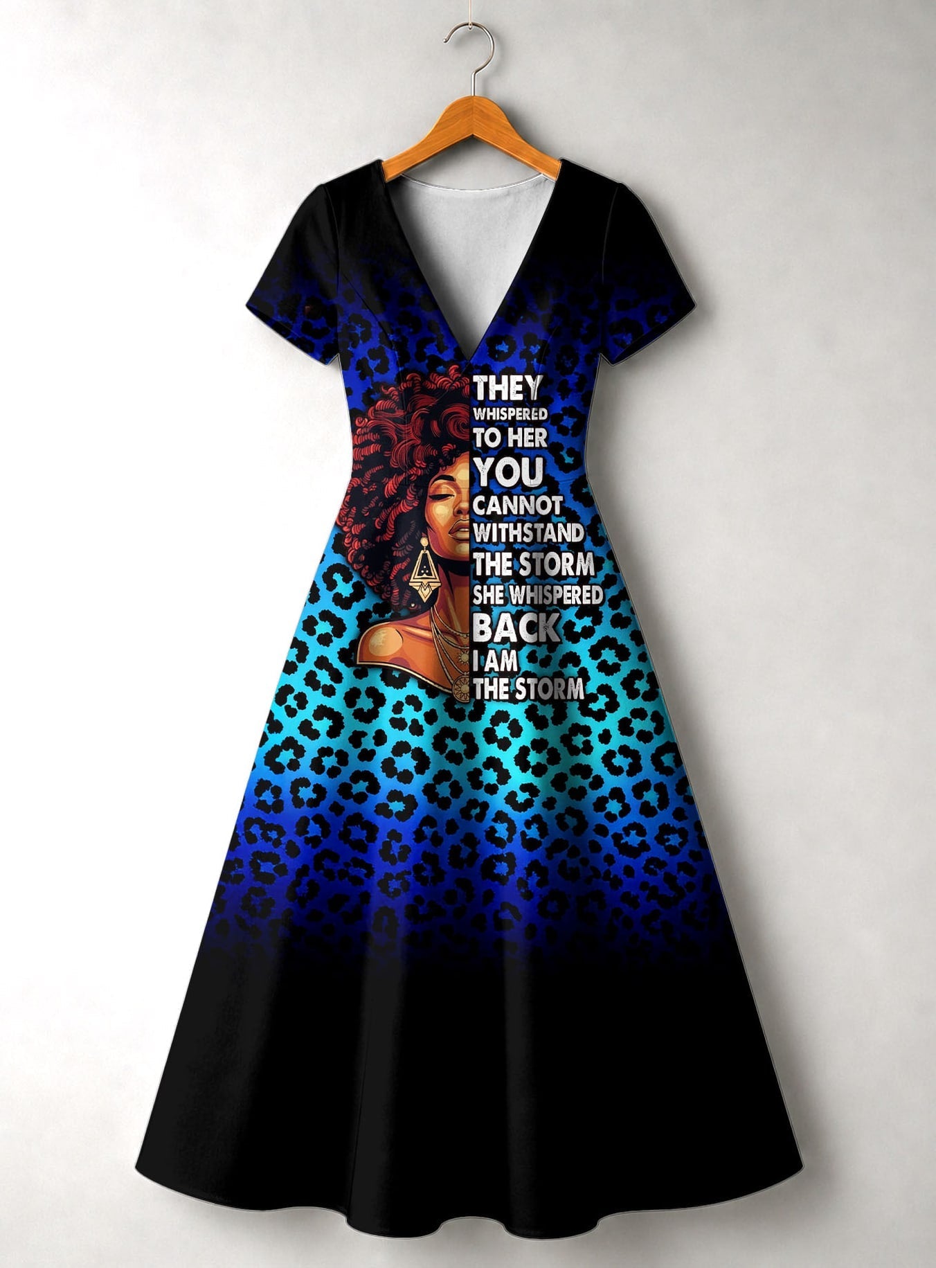 'Unstoppable' Sapphire Leopard' Short Sleeve Maxi Dress