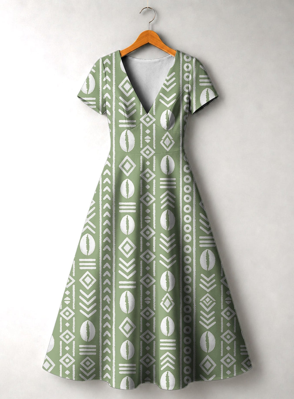 'Oshun Verde' Short Sleeve Maxi Dress