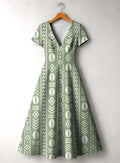 'Oshun Verde' Short Sleeve Maxi Dress