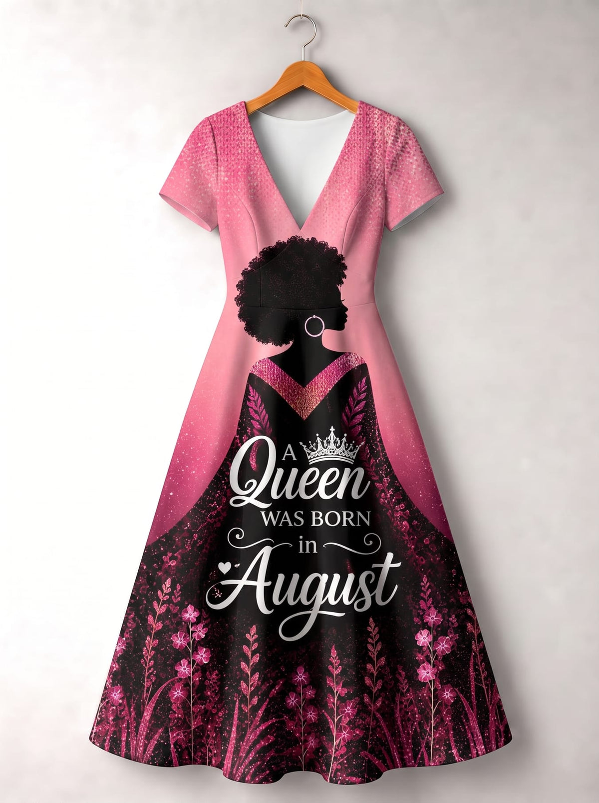 'August Queen Pink' Short Sleeve Maxi Dress