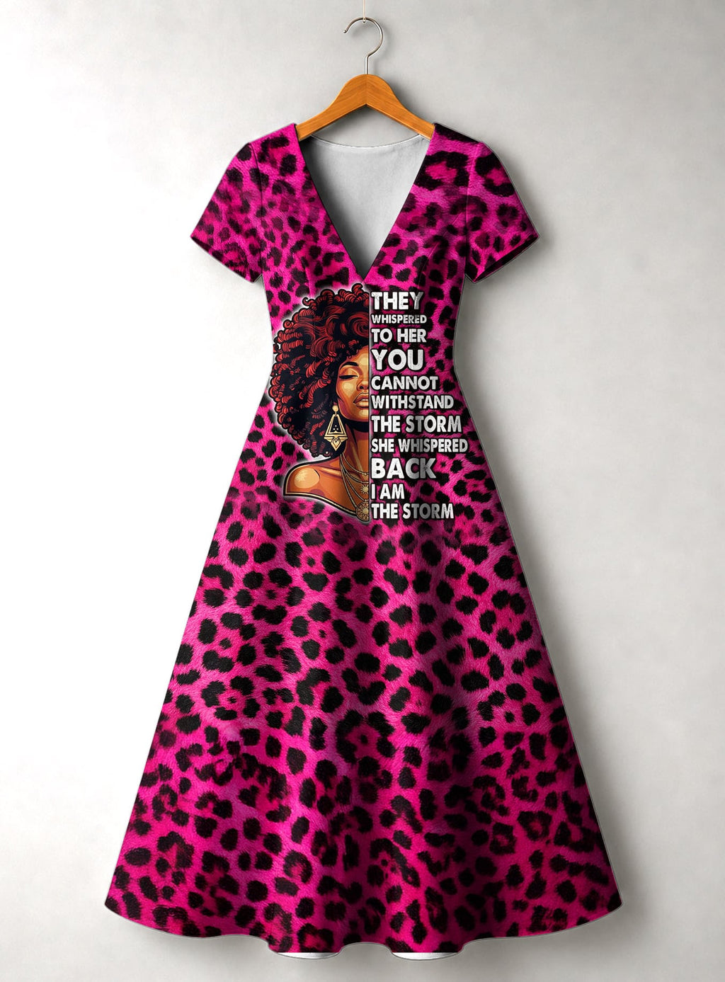 'Unstoppable' Pink Leopard' Short Sleeve Maxi Dress