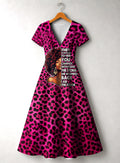 'Unstoppable' Pink Leopard' Short Sleeve Maxi Dress