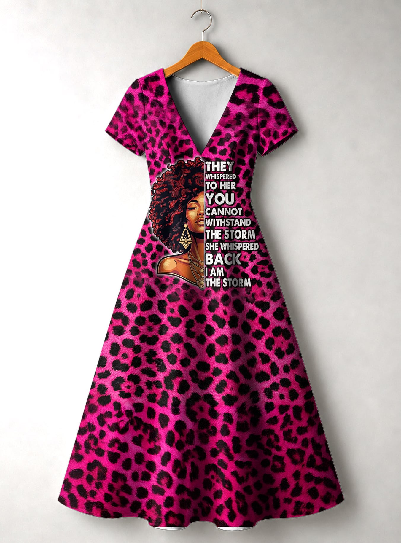 'Unstoppable' Pink Leopard' Short Sleeve Maxi Dress