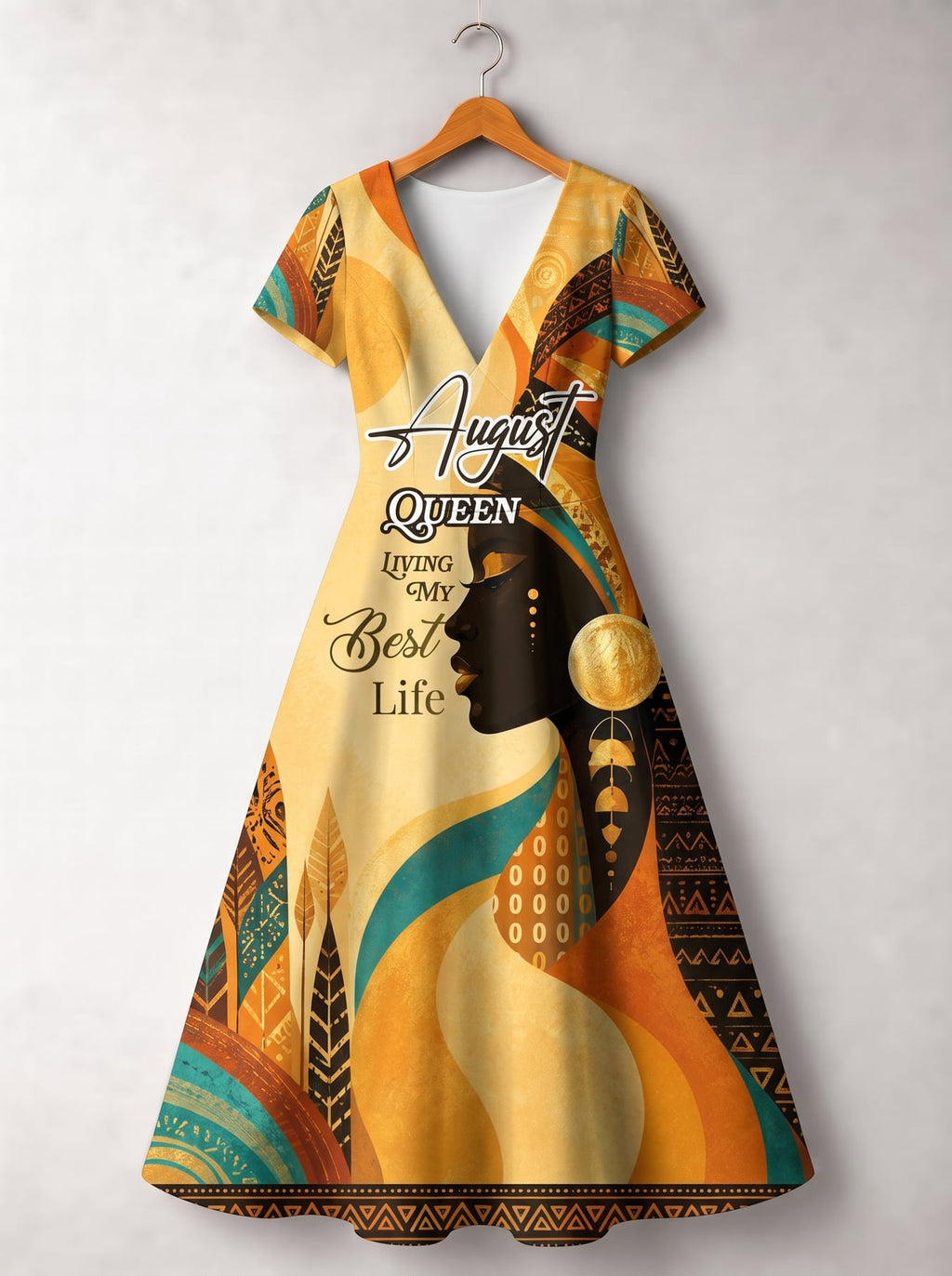 'August Queen Best Life' Short Sleeve Maxi Dress