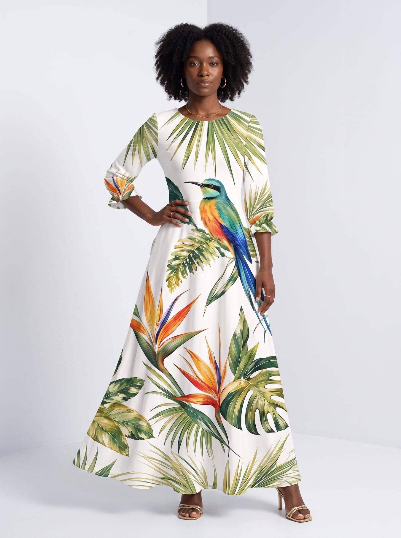 'Ndege' Long Sleeve Maxi Dress