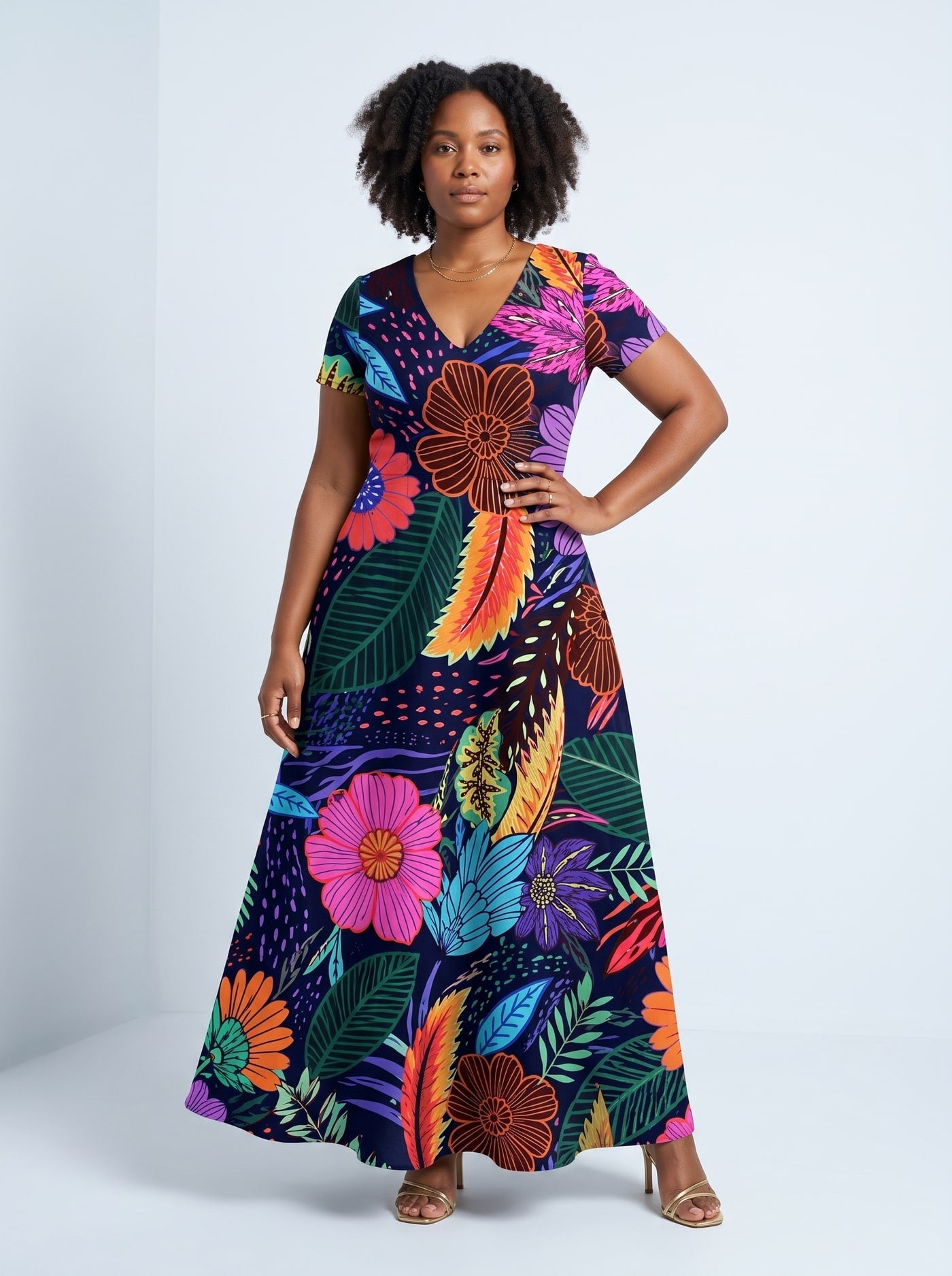 'Bustani' Short Sleeve Maxi Dress