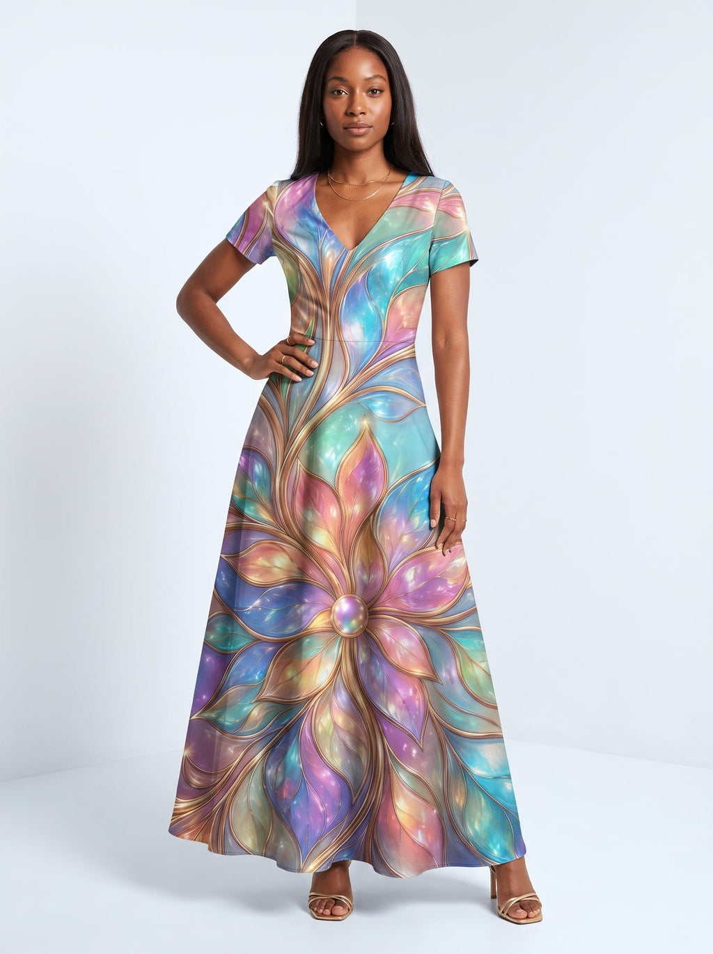 'Almasi' Short Sleeve Maxi Dress